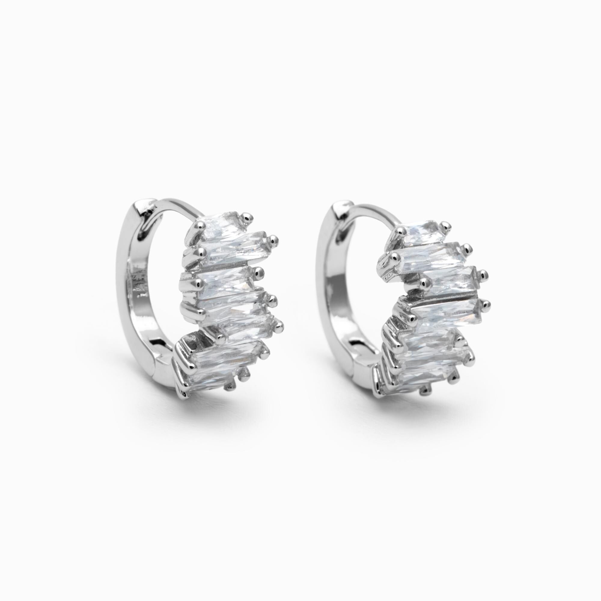 4pcs CZ Pave Gold/ Silver Hoop Earrings, 12mm, Dainty Huggie Earrings, Minimalist Earrings (GB-4726)
